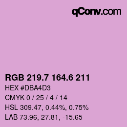 カラーコード: RGB 219.7 164.6 211 | qconv.com