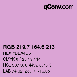 カラーコード: RGB 219.7 164.6 213 | qconv.com