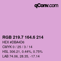 カラーコード: RGB 219.7 164.6 214 | qconv.com