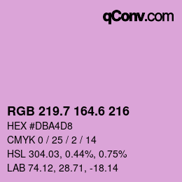 カラーコード: RGB 219.7 164.6 216 | qconv.com