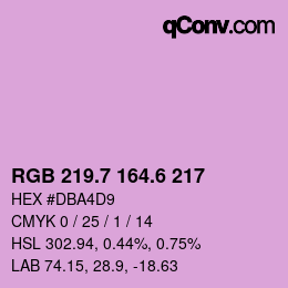 カラーコード: RGB 219.7 164.6 217 | qconv.com