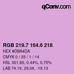 カラーコード: RGB 219.7 164.6 218 | qconv.com