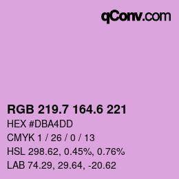 カラーコード: RGB 219.7 164.6 221 | qconv.com