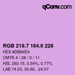 カラーコード: RGB 219.7 164.6 228 | qconv.com