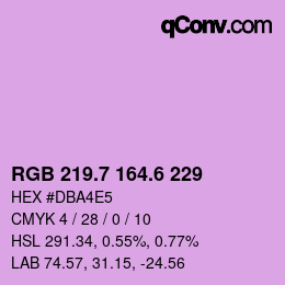 カラーコード: RGB 219.7 164.6 229 | qconv.com