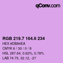カラーコード: RGB 219.7 164.6 234 | qconv.com
