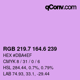 カラーコード: RGB 219.7 164.6 239 | qconv.com