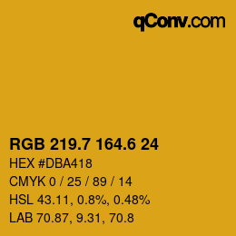 カラーコード: RGB 219.7 164.6 24 | qconv.com