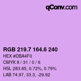 カラーコード: RGB 219.7 164.6 240 | qconv.com