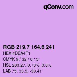 カラーコード: RGB 219.7 164.6 241 | qconv.com