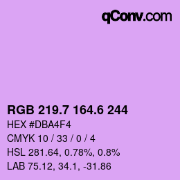 カラーコード: RGB 219.7 164.6 244 | qconv.com