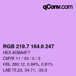 カラーコード: RGB 219.7 164.6 247 | qconv.com