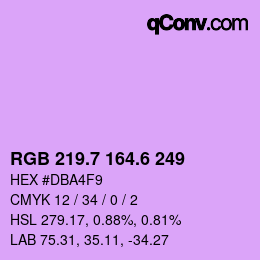 カラーコード: RGB 219.7 164.6 249 | qconv.com