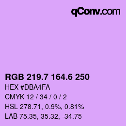 カラーコード: RGB 219.7 164.6 250 | qconv.com