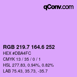 カラーコード: RGB 219.7 164.6 252 | qconv.com