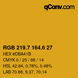 カラーコード: RGB 219.7 164.6 27 | qconv.com
