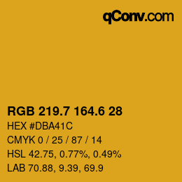 カラーコード: RGB 219.7 164.6 28 | qconv.com