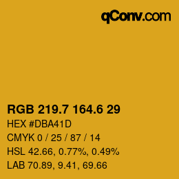 カラーコード: RGB 219.7 164.6 29 | qconv.com