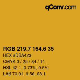 カラーコード: RGB 219.7 164.6 35 | qconv.com