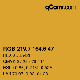 カラーコード: RGB 219.7 164.6 47 | qconv.com