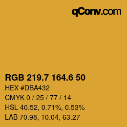 カラーコード: RGB 219.7 164.6 50 | qconv.com