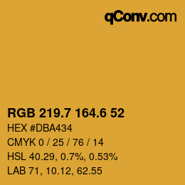 カラーコード: RGB 219.7 164.6 52 | qconv.com
