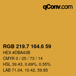 カラーコード: RGB 219.7 164.6 59 | qconv.com