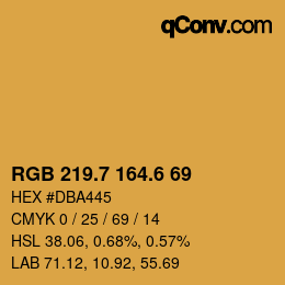 カラーコード: RGB 219.7 164.6 69 | qconv.com