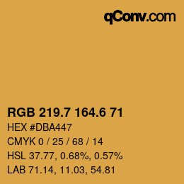 カラーコード: RGB 219.7 164.6 71 | qconv.com