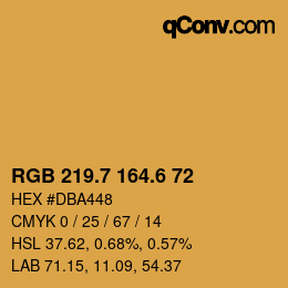 カラーコード: RGB 219.7 164.6 72 | qconv.com