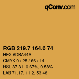カラーコード: RGB 219.7 164.6 74 | qconv.com