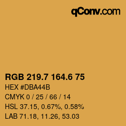 カラーコード: RGB 219.7 164.6 75 | qconv.com