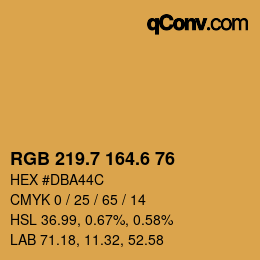 カラーコード: RGB 219.7 164.6 76 | qconv.com