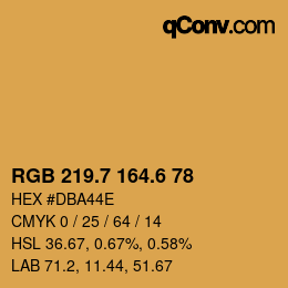 カラーコード: RGB 219.7 164.6 78 | qconv.com