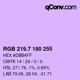 カラーコード: RGB 219.7 180 255 | qconv.com