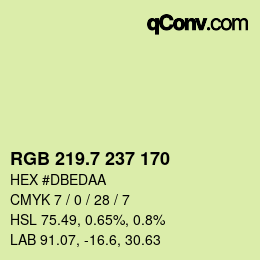 カラーコード: RGB 219.7 237 170 | qconv.com