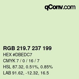 カラーコード: RGB 219.7 237 199 | qconv.com
