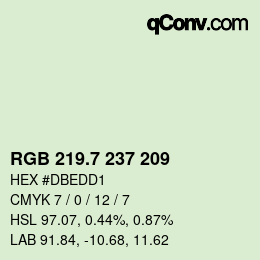 カラーコード: RGB 219.7 237 209 | qconv.com