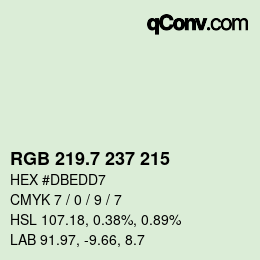 カラーコード: RGB 219.7 237 215 | qconv.com