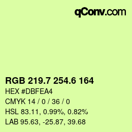 カラーコード: RGB 219.7 254.6 164 | qconv.com