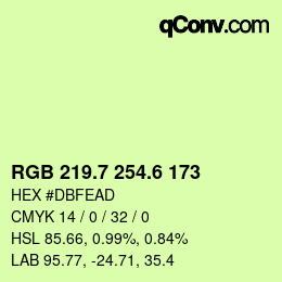 カラーコード: RGB 219.7 254.6 173 | qconv.com