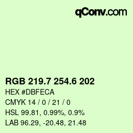 カラーコード: RGB 219.7 254.6 202 | qconv.com