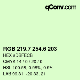 カラーコード: RGB 219.7 254.6 203 | qconv.com