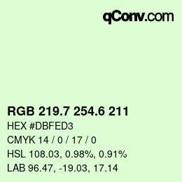 カラーコード: RGB 219.7 254.6 211 | qconv.com