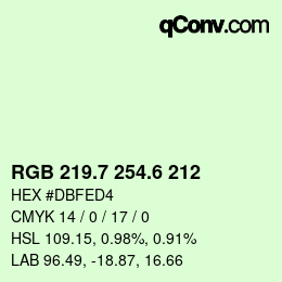 カラーコード: RGB 219.7 254.6 212 | qconv.com