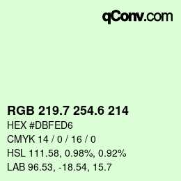 カラーコード: RGB 219.7 254.6 214 | qconv.com