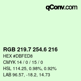 カラーコード: RGB 219.7 254.6 216 | qconv.com