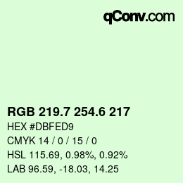 カラーコード: RGB 219.7 254.6 217 | qconv.com