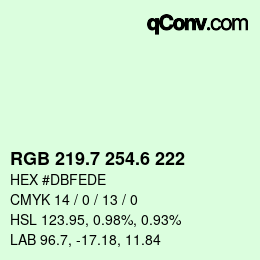 カラーコード: RGB 219.7 254.6 222 | qconv.com