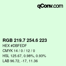 カラーコード: RGB 219.7 254.6 223 | qconv.com